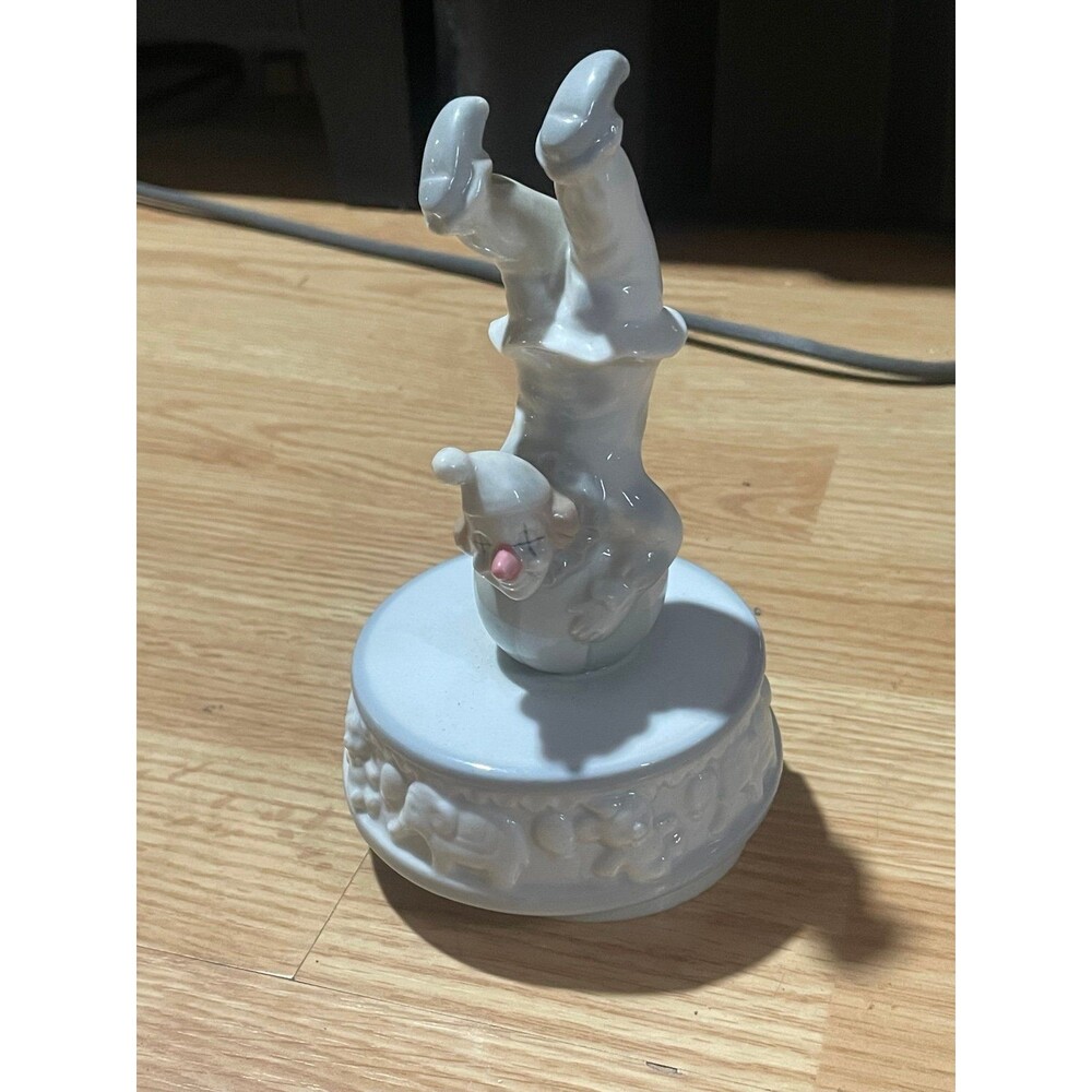 Vintage Circus Clown On A Ball Music Box RARE Porcelain Made in Japan